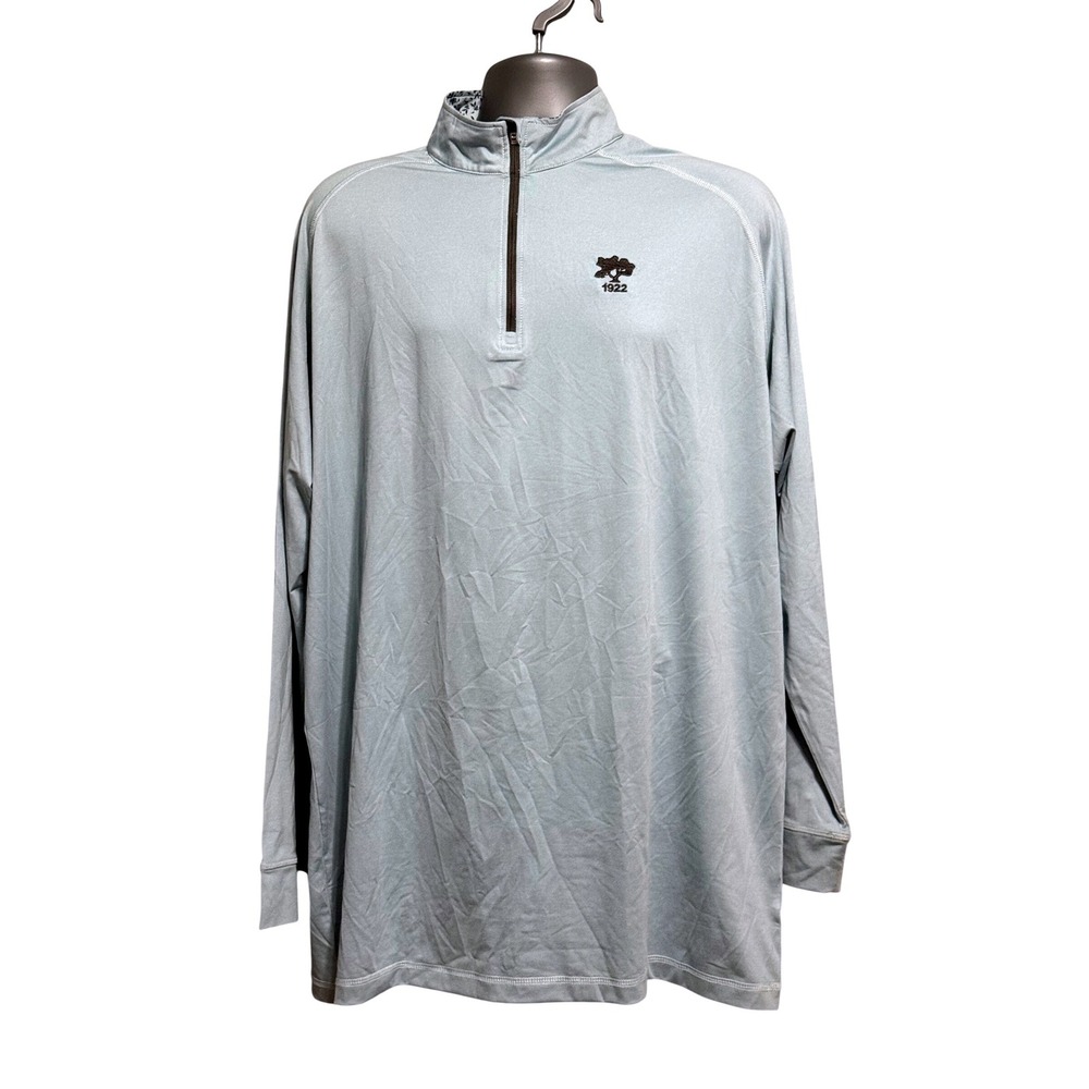 Swannies Mens 2XL Light Blue 1/4 Zip Golf Pullover Trim Tree 1922 Logo